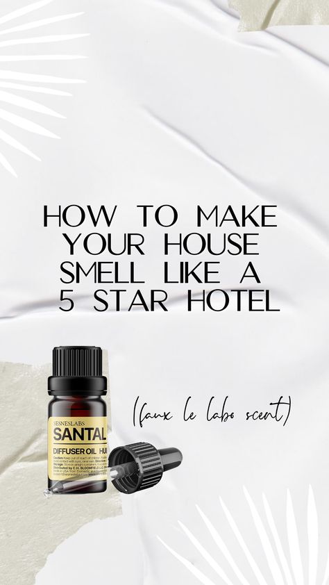 Have you ever wondered why fancy hotels smell so good? I'm sharing the inexpensive hack for making your house smell like a 5 star resort! #diy #home #lelabo #resorts #hotels #scents #essentialoils Essential Oil To Make House Smell Good, Best Home Scents House Smells, Furnace Filter Fragrance, Hotel Scents Essential Oil, House Fragrance Ideas Smell Good, Defusers Home Decor, Home Scent Hacks, Diy Hotel Scent, Hotel Smell Essential Oils