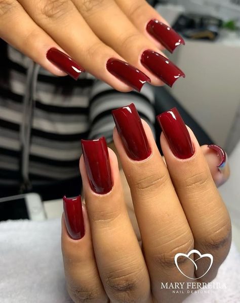 Short Dark Red Acrylic Nails, Deep Red Square Nails, Maroon Square Acrylic Nails, Wine Red Square Nails, Super Square Acrylic Nails, Burgundy Square Acrylic Nails, Red Nail Square, Red Short Square Acrylic Nails, Fall Nails 2023 Square