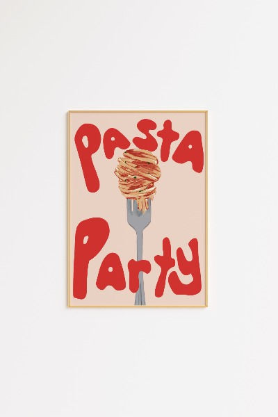 Less fretti more spaghetti. Available as a digital download and as a fine art print shipped for free, always. By Jess Taylor aka Hold That Punch. Food Prints, Pasta Party, Posters Design, Party Wall, Simple Canvas Paintings, Pasta Lover, 25th Birthday, Kitchen Art, Poster Making