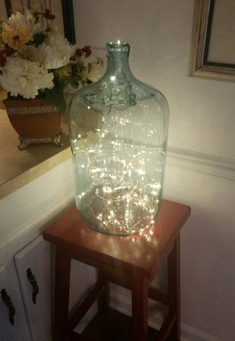 Upcycling an Old Glass Water Bottle - DIY Inspired Big Glass Jug Decor Ideas, Five Gallon Water Jug Ideas, Carboy Ideas, Big Glass Jar Ideas, Glass Jugs Decor Ideas, Glass Jugs Crafts, Wine Jug Crafts, Glass Jugs Decor, Jug Decor