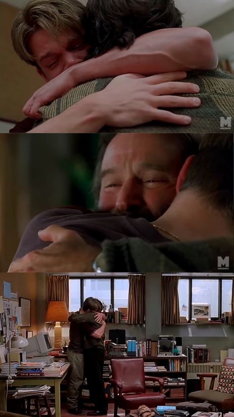 Hugs In Movies, Most Emotional Movie Scenes, Emotional Scenes From Movies, Good Will Hunting Wallpaper, Movie Scenes To Draw, Good Will Hunting Quotes, Hug Scene, Healthy Masculinity, Doors Movie