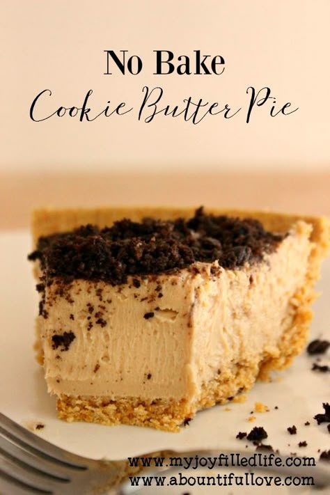 No Bake Cookie Butter Pie Cookie Butter Pie, Cookie Butter Bars, Speculoos Cookie Butter, No Bake Cookie, Biscoff Cookie Butter, Cookie Butter, Butter Cookies Recipe, Oreo Dessert, Peanut Butter Lovers