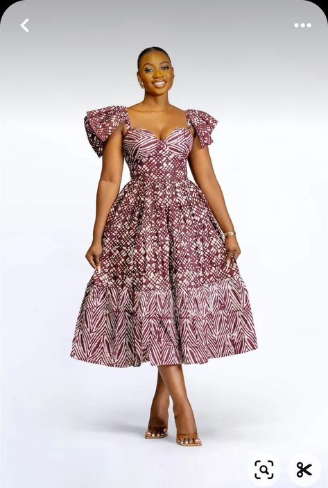 Traditional Gown Designs, African Print Dresses For Church, Ankara Dress Designs Chic, Vitenge Dresses Designs, Stylish Ankara Dresses, Chitenge Dresses, Car 2023, Midi Gown, Ankara Dress Designs