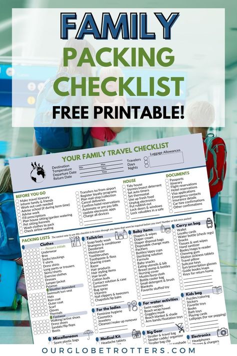 Free packing list for your next family vacation, see what we pack for family trips tot to teens, perfect for local and international trips with your kids. Comes with a downloadable list you can print out and edit for your family's needs | Ultimate Family Vacation Packing List | Our Globetrotters Family Travel Blog Packing List For Family Vacation, 5 Day Trip Packing List Summer, Packing List For Vacation With Kids, Family Vacation Packing List, International Packing List, Kids Allowance, Packing Advice, Family Packing List, International Travel Packing