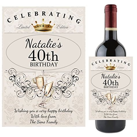 Personalised 18th 21st 30th 40th 50th 60th Happy Birthday Wine Champagne Bottle Label ~ Any Age Gift Idea for him her N64: Amazon.co.uk: Kitchen & Home 40th Birthday Wishes, Personalised Bottle Labels, Happy Birthday Wine, Personalized Wine Labels, 4th Wedding Anniversary, 3rd Wedding Anniversary, Champagne Bottle Labels, 1st Wedding Anniversary, Birthday Wine