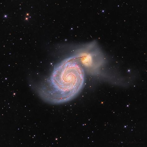 Whirlpool Galaxy M51 - HII nodules enhanced ( Arnaud Peel ) - AstroBin Cat's Eye Nebula, Astronomy Nebula, Beautiful Universe, Neutron Star, Hubble Images, Carina Nebula, Whirlpool Galaxy, Orion Nebula, Star Cluster