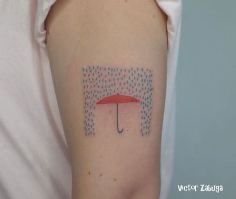 Rain Tattoo, Umbrella Tattoo, Minimalist Tattoo Meaning, Typography Tattoo, Shape Tattoo, Muster Tattoos, Seasons Autumn, 1 Tattoo, Subtle Tattoos