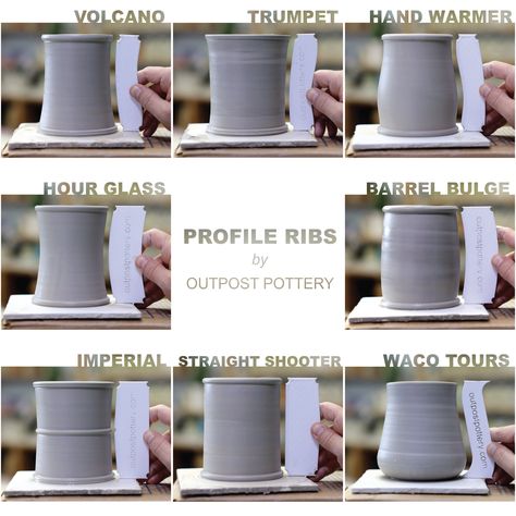 Proudly MADE IN Texas, USA Every time same exact perfection Easy to Use A Great Pottery tool to add to your arsenal. The Best tool to get perfect shape in your mug every time. Made from PLA We use PLA because it is best for our environment. Our Ultimate bundle includes our most popular profile ribs: Mug Bundle Waco Tours Tulip Bundle Good foot bundle & smaller version of: Imperial & Straight Shooter Hand Warmer & Trumpet Hour Glass & Barrel Bulge Handmade Bowls Pottery, Ceramics Functional, Pottery Tips, Pottery Lessons, Ceramic Tools, Pottery Form, Wheel Throwing, Advanced Ceramics, Pottery Tools