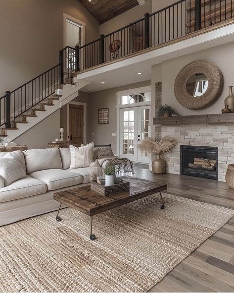 Living Room Design Cozy, Home Library Ideas, Foyer Console, Barn House Design, Modern Rustic Living Room, Dream Life House, Living Room Essentials, Beautiful Houses Interior, Dream House Rooms