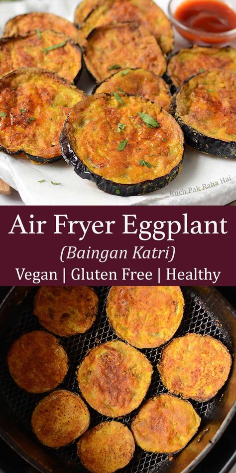 Brinjal Recipes Air Fryer, Air Fryer Veg Recipes Healthy, Air Fryer Aubergine, Plant Based Air Fryer Recipes, Eggplant In Air Fryer, Air Fryer Vegan, Baked Eggplant Recipes, Egg Plants, Air Fryer Eggplant