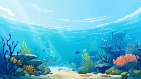 Under Water Background, Cartoon Underwater, Underwater Cartoon, Sea Floor, Water Background, Underwater Sea, Image Icon, Card Banner, Poster Invitation