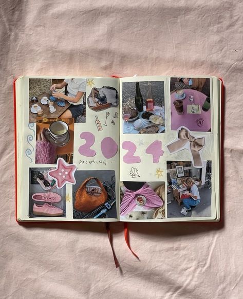 Memories Book, Journal 2024, Bulletin Journal, Desain Editorial, Scrapbook Inspo, Bulletin Journal Ideas, Journal Therapy, Memory Journal, Summer Scrapbook