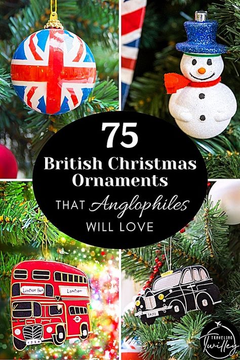 London Theme Christmas Tree, Scottish Christmas Ornaments, London Christmas Ornaments, British Christmas Tree, British Christmas Decorations, English Christmas Decorations, British Christmas Traditions, Anglophile Gifts, Harry Potter Christmas Ornaments