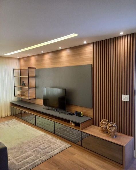 Sala Tv Moderna, Tv Wall Ideas, Modern Tv Room, Modern Tv Unit Designs, Tv Unit Furniture Design, Modern Tv Wall Units, Tv Cabinet Design, Tv Unit Interior Design, Modern Tv Units