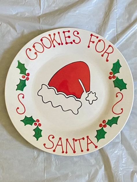 Diy Christmas Plate, Santa Plates, Sharpie Plates, Xmas Plates, Personalized Birthday Plate, Christmas Eve Plate, Giving Plate, Cookies For Santa Plate, Painted Ceramic Plates