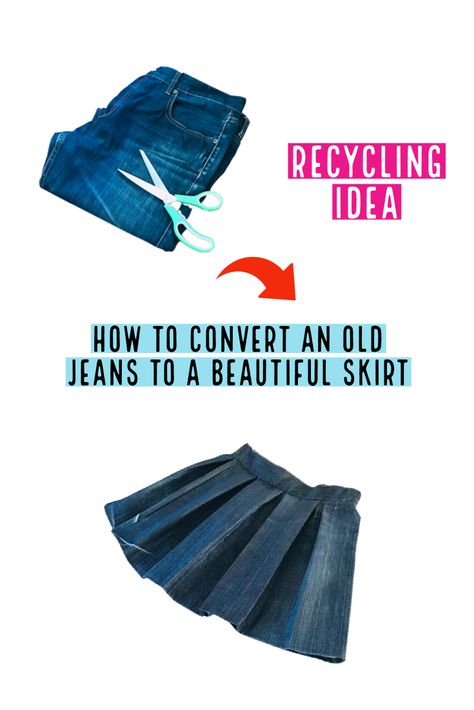 Upcycle Ideas, Beautiful Skirt, Jeans Diy, Old Jeans, Beautiful Skirts, Sewing Tutorials, Easy Sewing, Diy Clothes, Sewing