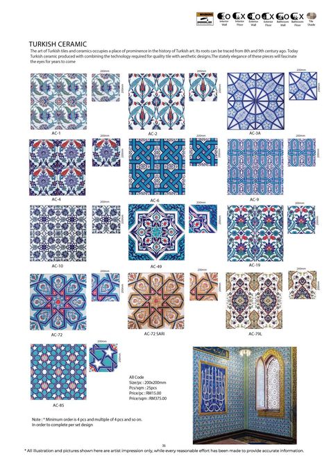 Turkish Ceramic - Malaysia Manufactured Tiles & Mosaic Turkish Tiles Pattern Design, Tile Hacks, Turkish Interior, Tile Flower, Persian Restaurant, Ottoman Architecture, Turkish Architecture, Turkey Project, Geometric Tile Pattern