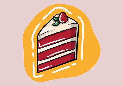 Red Velvet, a hand drawn vector illustration of a red velvet cake. Red Velvet Cake Drawing, Velvet Drawing, Drawing Cake, Cupcake Clipart, Cake Drawing, Red Velvet Cupcakes, Hand Drawn Vector Illustrations, Hand Drawn Vector, Red Velvet Cake