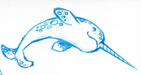 How To Draw A Narwhal, Narwal Drawing, Narwal Tattoo, Tattoo Ideas Animals, Narwhal Illustration, Narwhal Drawing, Narwhal Tattoo, Narwhal Art, Ocean Sleeve Tattoos