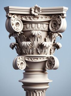 Decorative Columns, Pillar Design, 3d Street Art, Roman Architecture, Classic Architecture, Carving Designs, 3d Artwork, Greek Art, Classical Architecture