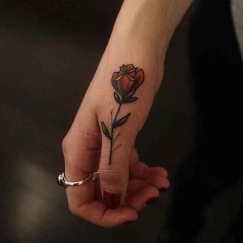 Rose Finger Tattoo For Women, Side Of Thumb Tattoos For Women, Thumb Tattoos For Women, Rose Finger Tattoo, Side Finger Tattoos, Finger Rose Tattoo, Yellow Rose Tattoos, Thumb Tattoos, Small Finger Tattoos