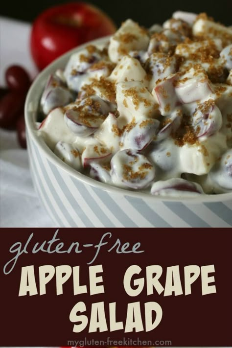 Apple Grape Salad (Gluten-free) Apple Grape Salad Recipe, Apple Grape Salad, Gluten Free Apple Recipes, Salad Gluten Free, Grape Salad Recipe, Apple Salad Recipes, Dessert Oreo, Gluten Free Kitchen, Grape Recipes