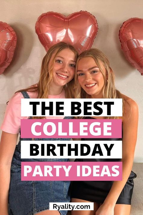 The college birthday party themes on this list are sooooo cute! Birthday At College, Birthday College Ideas, Good Birthday Party Ideas, College Birthday Party Ideas, College Birthday Party, College Party Themes, Cute Party Ideas, Bday Party Ideas, College Birthday