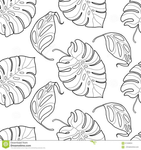 Free Download Tropical Palm Leaves Isolated On White Background Outline F43 Tropical Leaf Template, Modern Temple, Hibiscus Drawing, Palm Tree Background, Bird Outline, Leaves Doodle, Plant Cartoon, Leaves Seamless Pattern, Polymer Clay Patterns