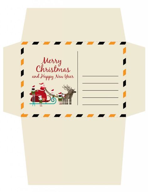 Letter Envelope Template, Christmas Envelope Design, Gift Card Envelope Template, Christmas Envelope Template, Santa Envelope, Free Printable Envelopes, Envelope Template Printable, Christmas Card Envelopes, Merry Christmas Printable