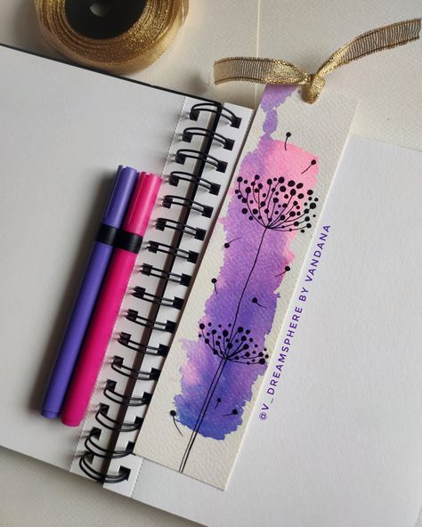 Pen Bookmark, Bookmark Pen, Cool Bookmarks, Pastel Pen, Creative Bookmarks, Art & Craft Paint, Craft Paint, Diy Bookmarks, Bookmarks Handmade