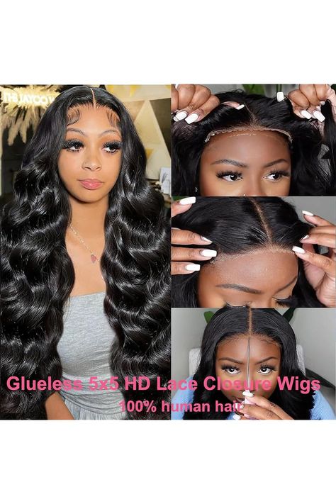 Wear and Go Glueless Wigs Human Hair 5x5 HD Lace Closure Body Wave Wig 180% Density Pre Cut Lace No Glue 5X5 Closure Wigs for Black Women Glueless Pre-plucked with Baby Hair Natural Black Color 22In Closure Wig, Body Wave Wig, Lace Closure Wig, Hd Lace, Lace Closure, Wigs For Black Women, Womens Wigs, Black Natural Hairstyles, 100 Human Hair