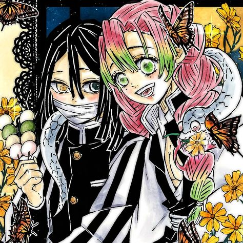 Obanai And Mitsuri, Mitsuri And Obanai, Mitsuri X Iguro, Demon Slayer Manga, Kny Ships, Kanroji Mitsuri, Fanarts Anime, Matching Profile Pictures, Demon Slayer Kimetsu No Yaiba