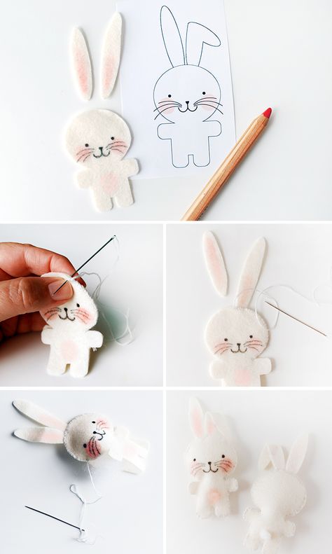 Idee Babyshower, Baby Mobil, Felt Toys Patterns, Felt Crafts Patterns, Felt Crafts Diy, Cute Easter Bunny, Pola Sulam, Easter Crafts Diy, Sewing Toys