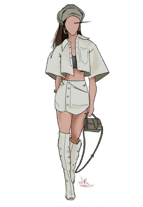 Fashion Illustrator Completes Her Dress Sketches With Food Drawing Of Models Fashion Sketches, Runway Model Drawing, Fashion Dising Art, Fashion Sketches Streetwear, How To Draw Model Figures, Model Figure Sketch Fashion Templates, Model Drawing Dress, Drawing Outfits Sketches, Digital Art Outfits