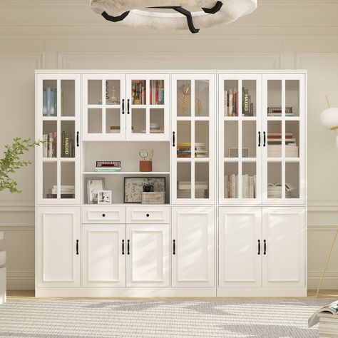 This elegant combination furniture set (2 pcs) has certain storage and display functions, which can effectively save space. It is very practical. It can be used as a storage cabinet in the bedroom and kitchen, and also as a bookcase in the office and study. You can use them alone or combine them to use. The white finish and tempered glass door look clean, elegant, and fashionable. It can be matched with various styles of decoration such as living room, bedroom, study, etc., to add more charm to Utility Storage Cabinet, Accent Storage Cabinet, Dining Cabinet, Wide Sideboard, Cabinet Brown, Glass Cabinets Display, Bookcase Wall, Accent Storage, Tempered Glass Door