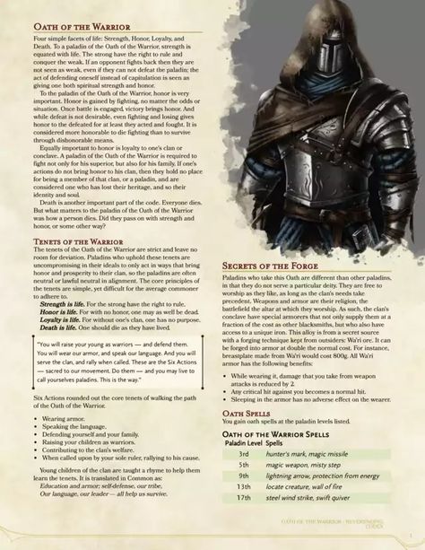 Oath of the Warrior - a new 5e homebrew Paladin Oath that focuses on a walking a path of strength, focus, and honor. This is the way. - Imgur Paladin Oath, Dnd Barbarian, Barbarian Dnd, D&d Star Wars, Dnd Paladin, Dungeons And Dragons Rules, D D Classes, Healthcare Heroes, D D Character Ideas