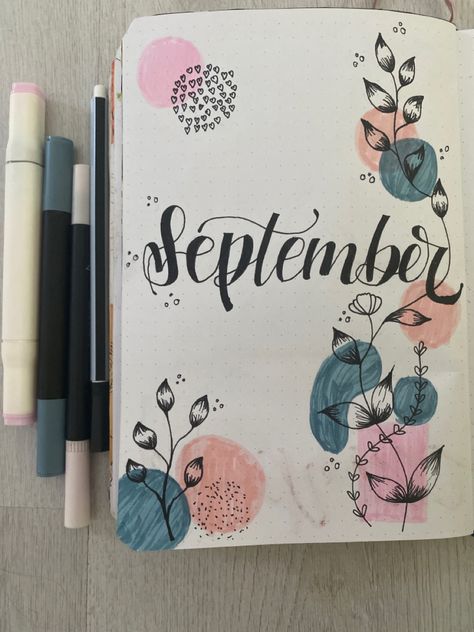 Bulletjournal ideas september Bullet Journal Hand Lettering, Book Art Projects, Creative School Project Ideas, Creative Book Covers, Bond Paper Design, Front Cover Designs, Front Page Design, Colorful Borders Design, School Creative