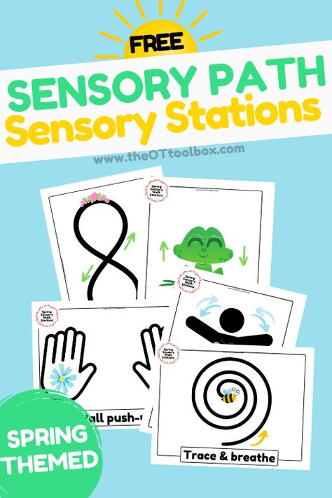 Sensory Stations Free Spring Printables - The OT Toolbox Sensory Stations, Auditory Processing Activities, Proprioceptive Activities, Oral Motor Activities, Sensory Classroom, Sensory Pathways, Sensory Path, Sensory Wall, Sensory Diet