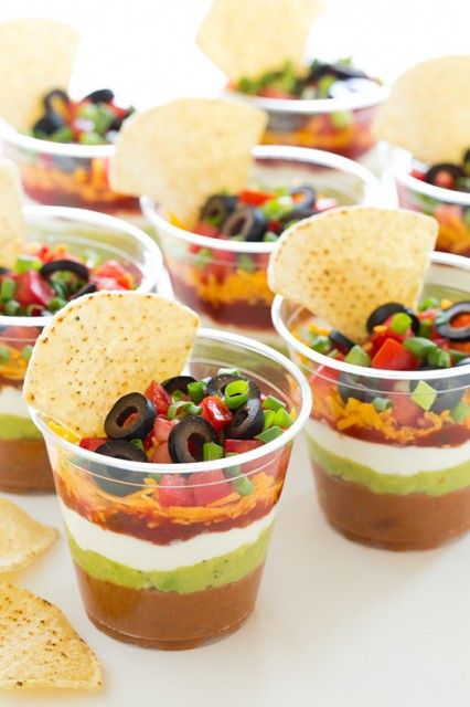 Individual 7 Layer Bean Dips Bean Dips, 7 Layer Bean Dip, Layered Bean Dip, Bean Dip Recipes, Layer Dip, Tacos And Tequila, 7 Layer, Cooking Classy, Dip Recipes