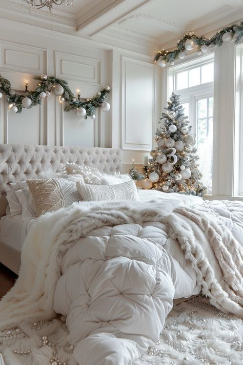 29 White Bedroom Ideas 29 Winter Bedroom Decor, Fall Bedroom Ideas, White Bedrooms, Bedroom Eclectic, Rustic Farmhouse Bedroom, White Bedroom Ideas, White Bedroom Design, Winter Bedroom, Gold Decorations