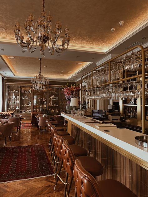 Brown Business Aesthetic, Old Money Restaurant Aesthetic, Old Restaurant Aesthetic, Restaurant Aesthetic Vintage, Old Money Restaurant, Old Hotel Aesthetic, Fancy Restaurant Aesthetic, Jazz Restaurant, Hazbin Oc