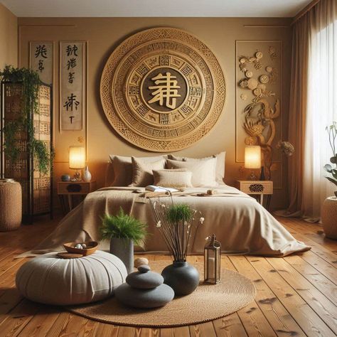 Feng Shui Bed Placement, Feng Shui Bed, Asian Inspired Bedroom, Feng Shui Bedroom Colors, Feng Shui Colors, Bed Placement, Feng Shui Colours, Feng Shui Principles, Peaceful Energy