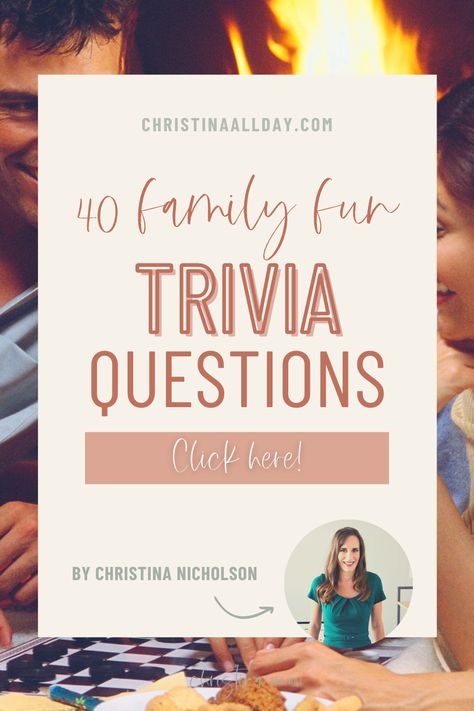 THE 40 BEST TRIVIA QUIZ QUESTIONS AND ANSWERS The purpose of this blog post is to share some fun trivia questions and answers for your next family trivia night. This isn’t just a great way to learn fun facts with general trivia questions, but to also host a trivia event that touches on a little bit of everything – pop culture quiz questions, sports trivia questions, Disney trivia questions, etc. Family Trivia Night, Hosting A Trivia Night, Trivia Questions And Answers 2023, Lds Trivia Questions And Answers, Fun Family Questions, Trivia Night Snacks Appetizers, Family Trivia Questions And Answers, General Trivia Questions And Answers, Random Trivia Questions And Answers