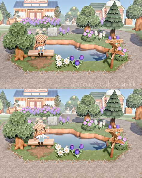 Finished the little pond outside of the shops, such a beautiful and peaceful spot to relax 😌 Heart . Comment . Share . Save . Follow Use cozybytheseaside10 for 10% off at @switcheries . . Go check out my Partners @mlcrossing @vanilla.and.co.adventures @paradise_amelia_acnh @kazzascrossing @m0on_.bearr @sugarbee.crossing @clarissacozymeadows @bluebell_island #nintendo #nintendoswitch #switch #games #gamer #cozygamer #gaming #cozy #cozyvibes #lifestyle #comfy #animalcrossingmemes... Acnh Terraforming Ideas Water, Acnh Lucky Yard, Acnh Visitor Center, Acnh Aesthetic Island, Animal Crossing Pond Ideas, Acnh Heart Pond, Acnh Pond Idea, Pond Animal Crossing, Acnh Minimalist Island