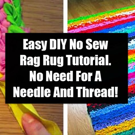 Easy DIY No Sew Rag Rug Tutorial. No Need For A Needle And Thread! diy crafts diy crafts do it yourself diy projects sewing video diy tutorials sewing crafts videos no sew crafts no sew ideas diy and crafts no sew rag rug No Sew Rag Rug Diy, Diy Rag Rug Easy No Sew, Braided Rag Rug Tutorial Step By Step, How To Make A Rag Rug, Amish Knot Rag Rug How To Make, Rag Rugs How To Make A, Diy Rag Rug Easy, Diy Rugs Easy, Toothbrush Rug Tutorial