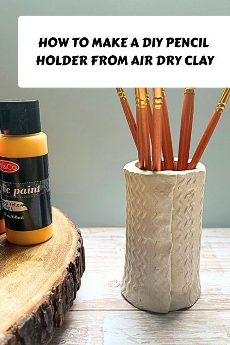 We have a lot of art supplies, pencils, and pens for our kids and various DIY projects we love doing. If you’re like me and constantly looking for ways to store your crafty items, this Diy Air Dry Clay Pencil Holder, Air Dry Clay Pencil Holder, Clay Pencil Holder, Mod Podge Gloss, Diy Pencil Holder, Functional Crafts, Diy Pencil, Diy Air Dry Clay, Clay Crafts Air Dry