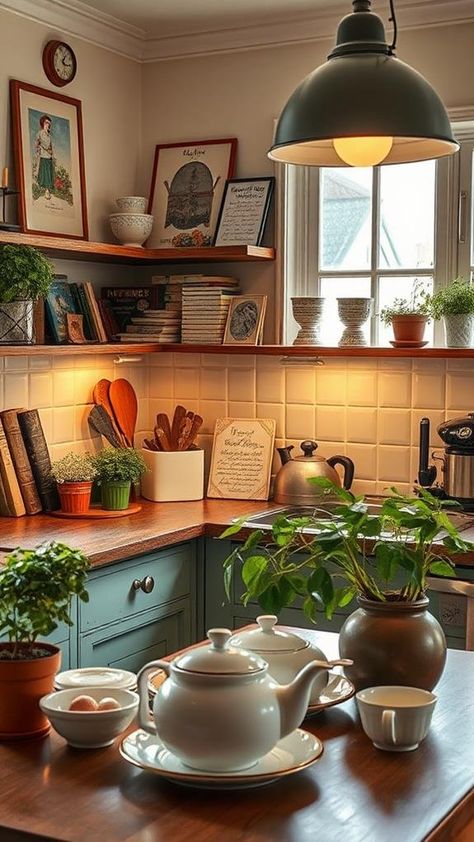 5 Essential Elements for a Cozy Kitchen Aesthetic Coffee House Kitchen, How To Make Your Kitchen Cozy, Winter Kitchen Aesthetic, Mood Lighting Kitchen, Hygge Kitchen Ideas, Cozy Kitchen Apartment, Hygge Kitchen Inspiration, Kitchen Aesthetic Ideas, Dishes Aesthetic