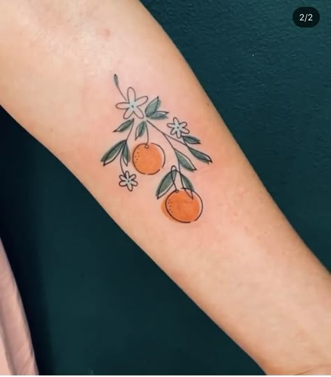 Fruit Tattoo Aesthetic, Mandarin Tattoo Fruit, Lemon Ankle Tattoo, Florida Oranges Tattoo, Cute Orange Tattoo, Cutie Orange Tattoo, Orange Plant Tattoo, Mandarin Orange Tattoo, Florida Orange Tattoo