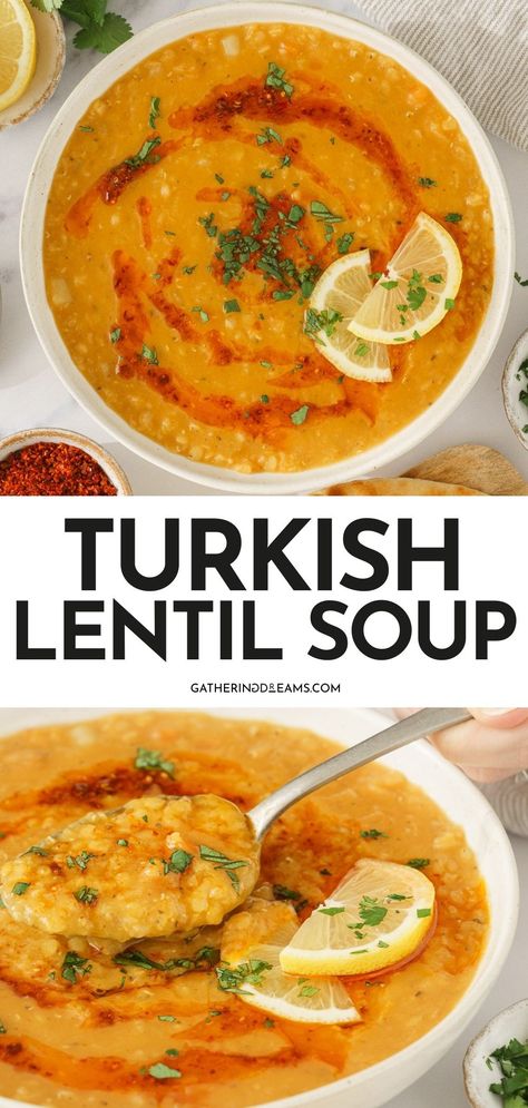 Turkish Red Lentil Soup Recipes, The Best Lentil Soup, Turkish Soup Recipes, Turkish Lentil Soup, Orange Lentil Recipes, Lentil Recipes Soup, Turkish Lentil Soup Recipe, Recipes With Lentils, Mediterranean Lentil Soup