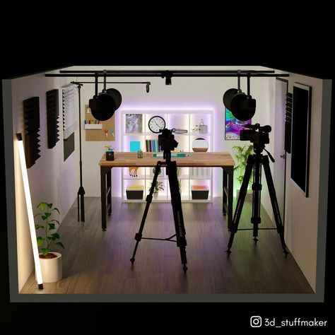 Podcast Studio Small Space, Influencer Studio Setup, Youtube Video Setup, Small Podcast Studio Design Ideas, Podcast Lighting, Small Podcast Room Ideas, Tiktok Setup, Youtube Room Setup, Small Space Studio